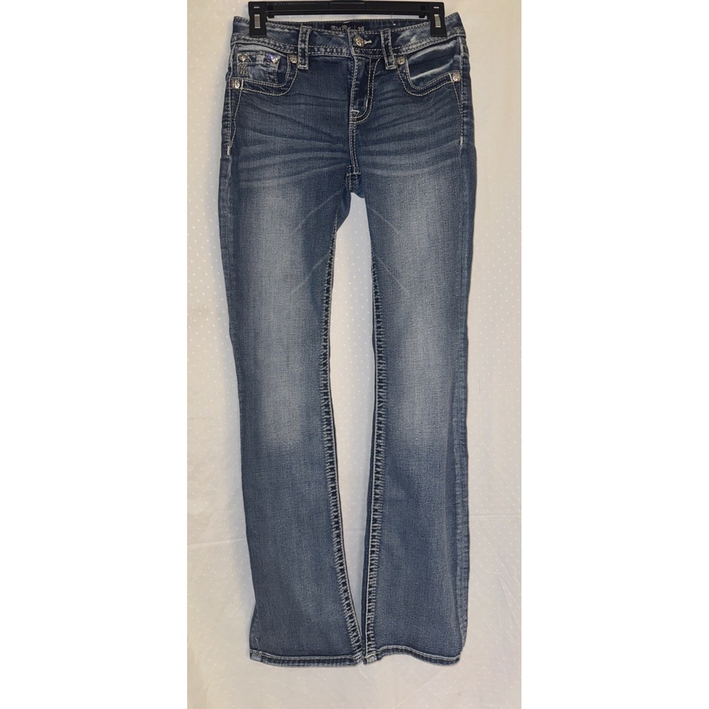Miss Me Chloe Boot Cut Jeans Women's Size 26‎ Denim Embroidered Embellished